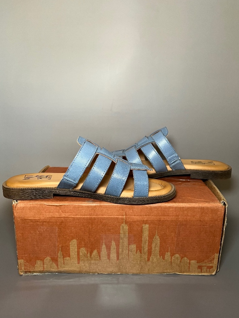 Miz Mooz Blue Leather Fisherman Sandal